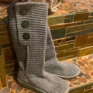 Tall gray crochet UGGS